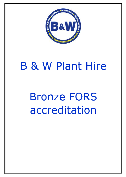 Bronze FORS B W Plant Hire And Sales Ltd Cert 10 09 20 09 09 21 1